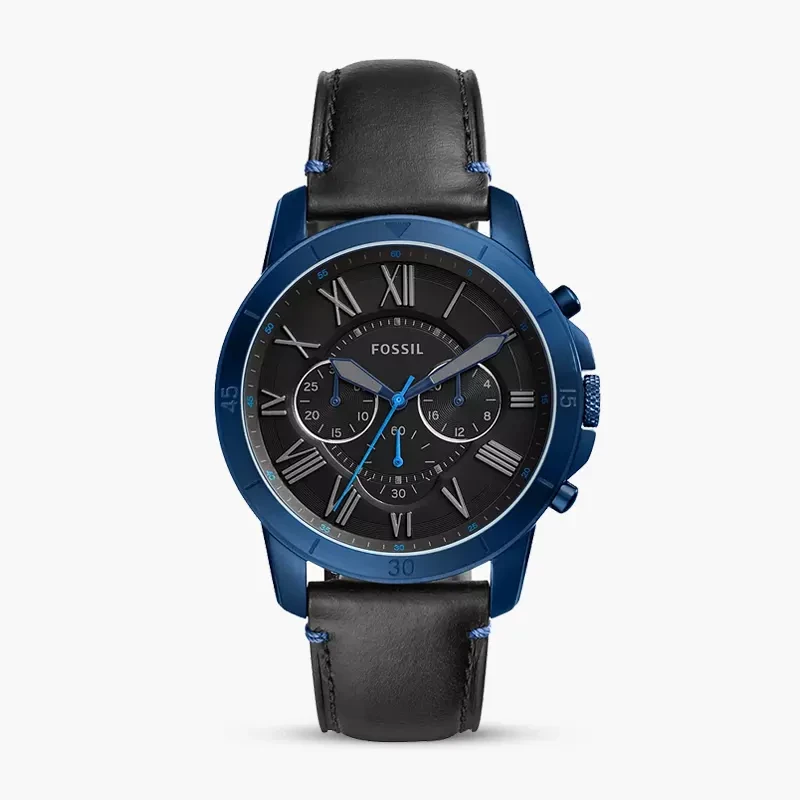 Fossil Grant Chronograph Black Dial Blue Bezel Men's Watch | FS5342